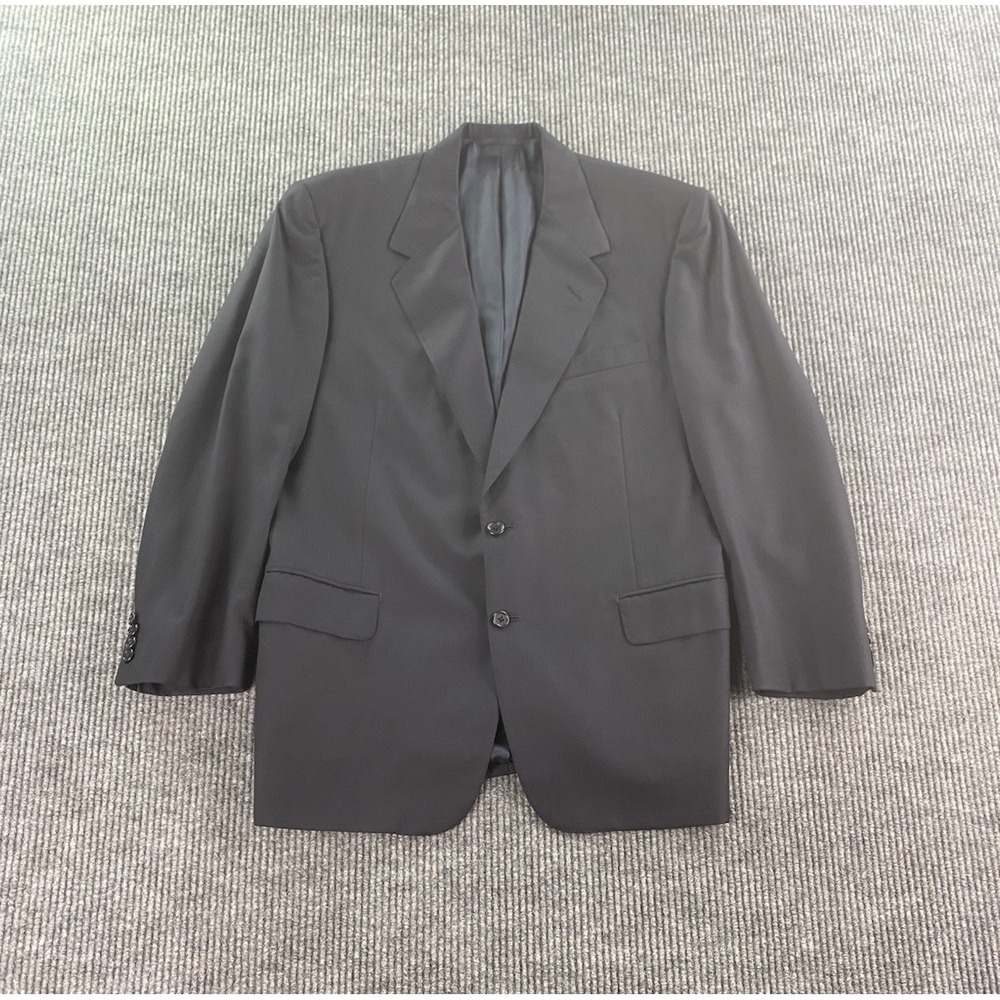 Oxxford Clothes Suit Jacket 44 R Blue Wool Striped Luxury Designer 90s Saks